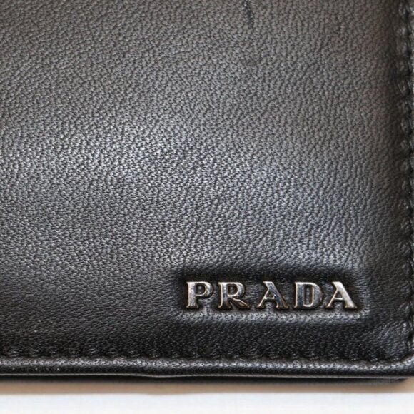 Prada Saffiano Bifold Leather Wallet - Black/Silver - Picture 14 of 14
